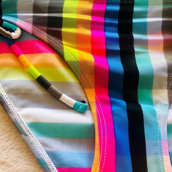 Raisins Neon Stripe Mesh Tie Bikini Bottoms NWT - Picture 12 of 12